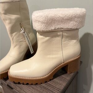 Fox Cream Shearling Cuff Winter Boots
